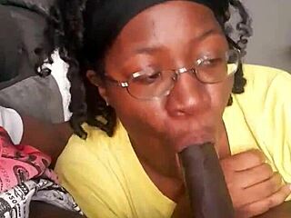 couch blowjob as black babe kneels sucking hard with kyttkatt