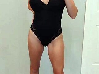 a model tries on black bodysuit and black heels in this casual try-on haul video