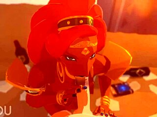 urbosa sucks cock deep then rides hard in pov