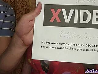 brunette gives sloppy blowjob in verification clip