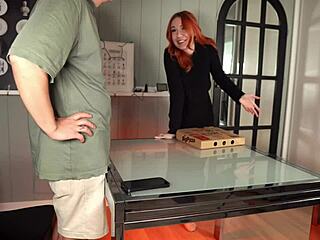 Redhead Delivery Teen Punished Rough Cowgirl Ride Moans Quickie Pizza Fuck