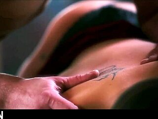 This hot lingerie milf couple kisses sensual before big tits doggystyle cumshot