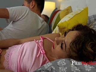 stepsisters sandwich young cock between tight pussies in taboo threesome