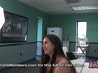 meeting kacey kox then she fingers shaved pussy on sofa