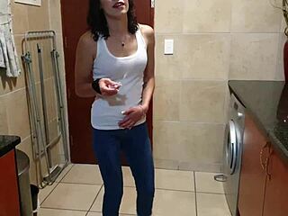 pisswhore rips jeans pees smokes strips homemade tease