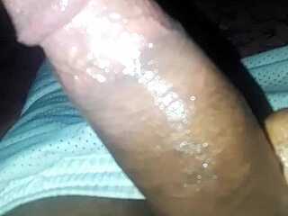 Homemade big black cock stroke late night, nut busting hard?