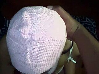 masked curvy beauty in lingerie does close-up oral on partner