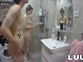 Luuv Alice And Boyfriend Lucien Flash Tits In Amateur Shower Reality Show