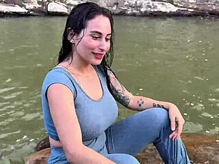 argentinian big ass asian pays stranger to fuck her pussy and lick cunni by the river