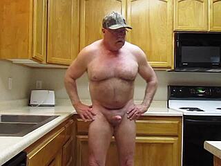 bare skin cooking freely in the kitchen