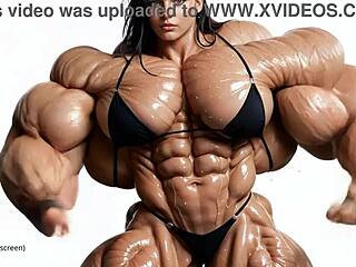 suggestive pump factory swells natasha with massive muscle growth experiment