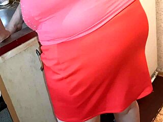 i jerk off pov watching brunette neighbor masturbate big ass in kitchen miniskirt till orgasm