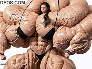 suggestive pump factory swells natasha with massive muscle growth experiment