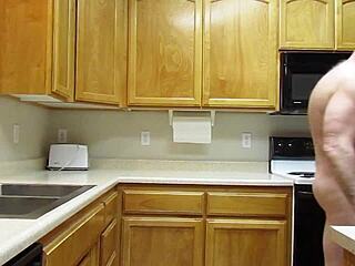 bare skin cooking freely in the kitchen
