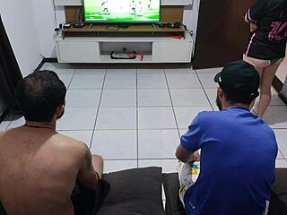 hubby lost bet so i fucked his friend bareback cumshot facial right in front of him 😈💦