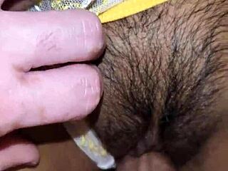 vered's tight pussy lips glisten in sexy yellow lingerie