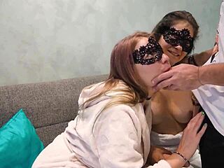 Wife And Friend Share POV Cum-Drenched Double Blowjob MFF