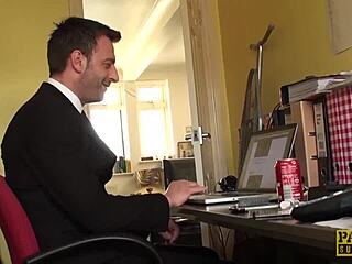 Inked sub Kimmie Foxx bound submissive anal fucked rough BDSM by dom Pascal