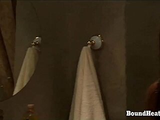 submissive slave models tight silk outfit in consignment 3 bondage session