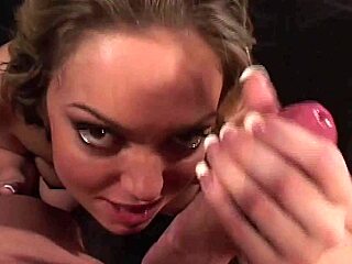 watch this cute blonde princess slurp cock in pink lingerie before riding hard