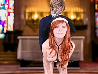 Sinful Nun Maid Rides Nurse in Lesbian Cosplay Cum Fest