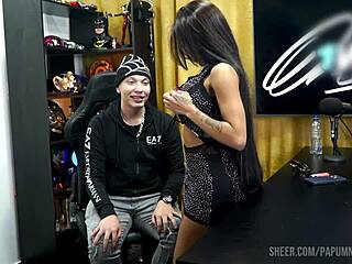 bibi griffo twerks sexy ass on ruan's lap building hot podcast tension