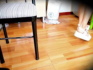 Colombian stepsis UP SKIRT no panties SPY CAM catches WET PUSSY tease