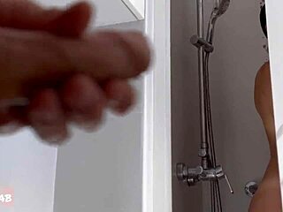 Caught jerking to milf maid showering now she licks and rides my cock