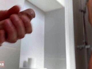 Caught jerking to milf maid showering now she licks and rides my cock