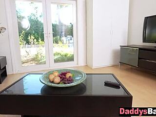 grounded stepdaughter teases stepdad's cock with her soft lips before deep sucking in taboo pov