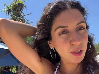 strutting public beach with thick cum dripping down my cute face past crowds