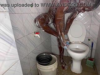 amateur dude strokes monster cock under shower spray in steamy bath