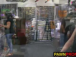 gorgeous blonde slut blackmailed into shop group bang for her desperate horny needs