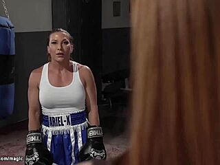 Dominant Milf Boxer Binds Pale Manager for Intense Strapon Anal Pounding