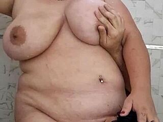 BBW Couple's Shower Turns Steamy with Sloppy Oral Licking and Pussy Eating!