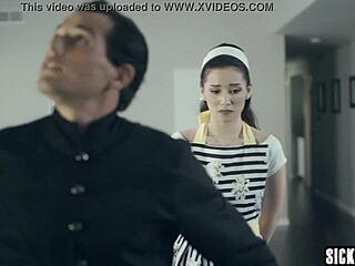 aria lee screams while huge cock destroys her tight asian teen pussy