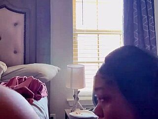 pretty fat ebony curvy slut sucks wet sloppy cock with ball licking before hardcore facial cumshot and cim spitting