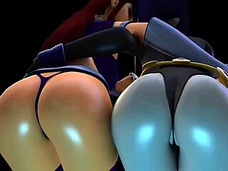 Starfire Raven big 3D cartoon ass shake