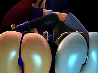 Starfire Raven big 3D cartoon ass shake