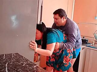 I caught her bending over fridge for kitchen fuck