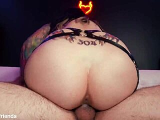 Curvy Tattooed Trippi Roses Delivers Cumshot Creampie Facial as Goth Girlfriend with Big Tits Squirting Doggystyle