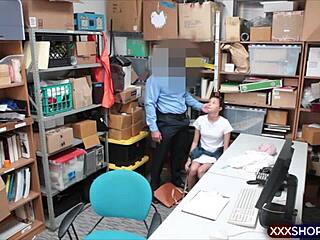 Very Cute Shoplifter Fucks Security To Get Out Free