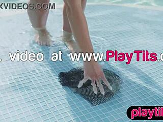 big tits curvy milf strips wet poolside revealing huge nude ass