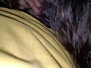 hot muslim gf peaks hard from bf's hindi audio blowjob while he sits close