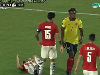 sexy colombian soccer players show massive sporty cocks bulging hard during paraguay vs colombia match