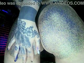 big curvy butt oiled massage with colorful glitters