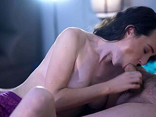 blue-eyed brunette student wife sucks sloppy older neighbor's cock