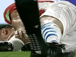 sexy colombian soccer players show massive sporty cocks bulging hard during paraguay vs colombia match