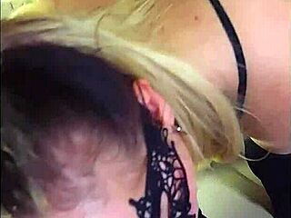 hot blonde milf cougar rides friend cock doggystyle sofa fishnets big ass bouncing