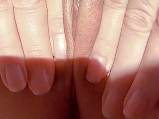 mature wife fingers shaved pussy in early morning tease